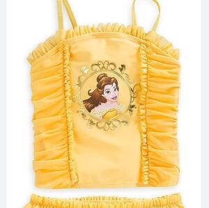 Disney Girls Belle Beauty and the Beast Ruffled Ruched Tankini Bikini Top ONLY